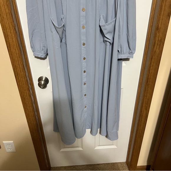 SHEIN Maternity Lantern Sleeve Patch Pocket Button Front Dress Size M - Picture 6 of 8